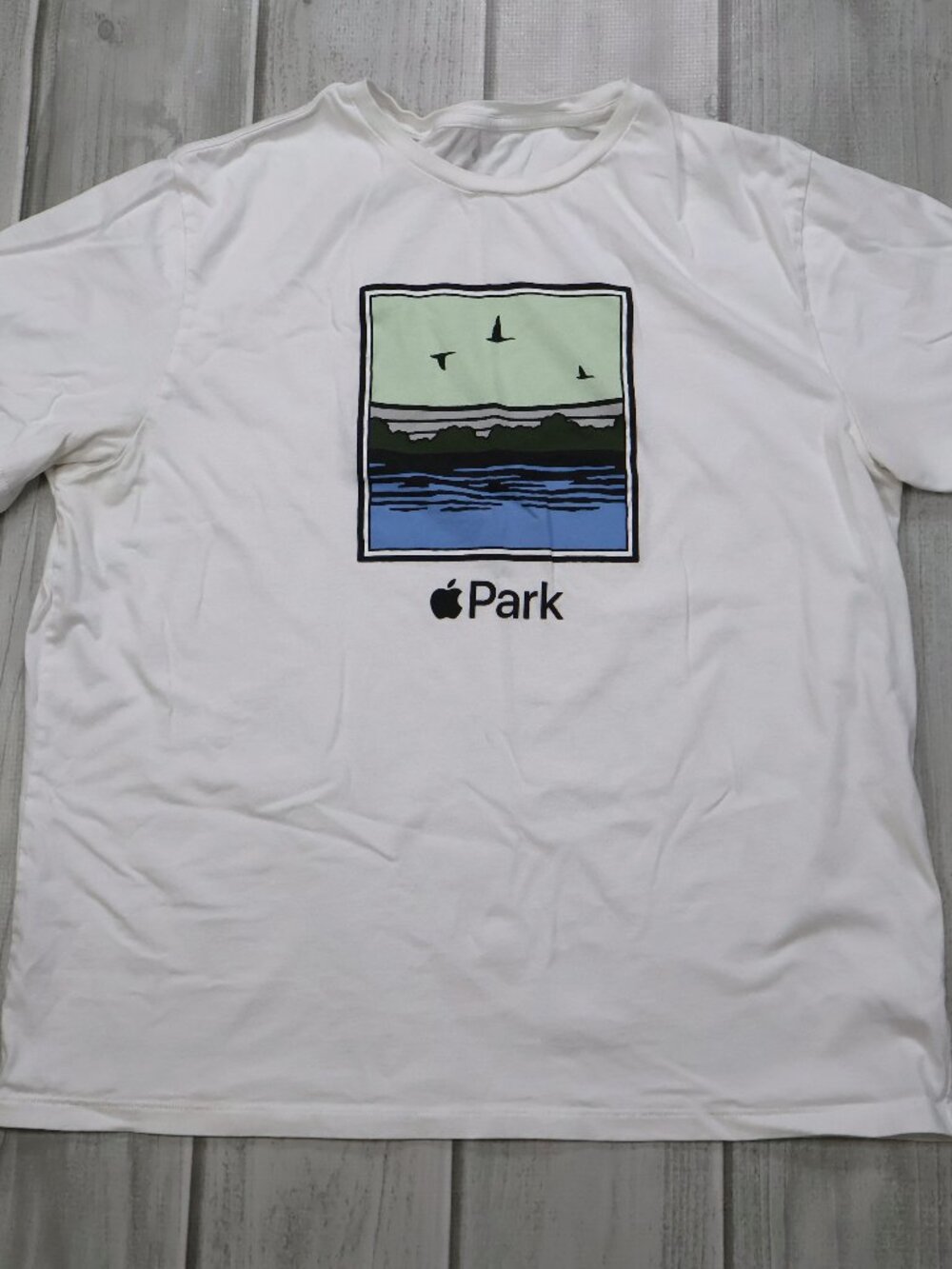 Apple Park Pond T-Shirt Men's XL White California 95014 Exclusive Graphic Tee
